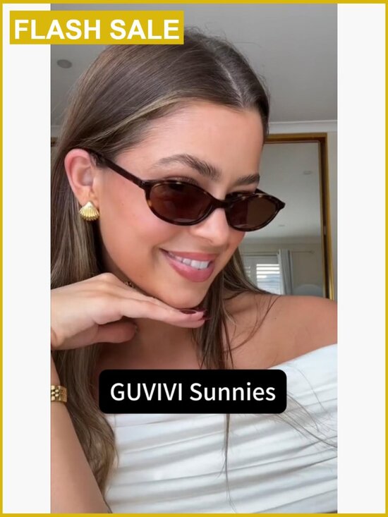 Retro Oval Cat Eye Sunglasses Women Lightweight Narrow Shades UV Protection main image 7